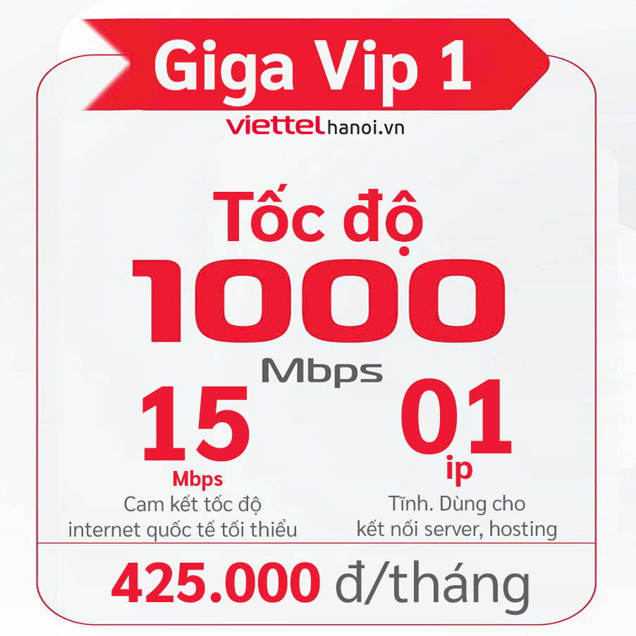 Gói GigaVip 1 - Xgspon Ip tĩnh, cam kết tốc độ quốc tế